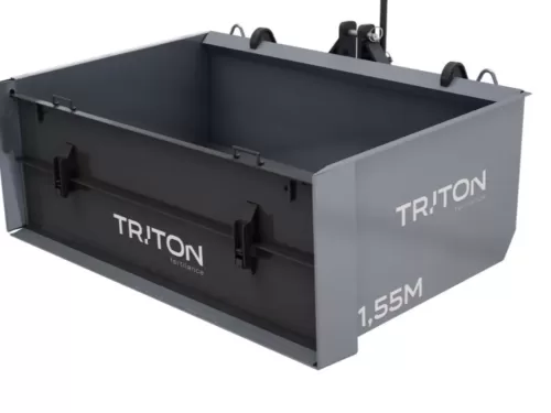Plataforma hidráulica traseira/caçamba , Marca: Triton Modelo: Fertilance Caixa alta 1.55 m , com tampa traseira engate rápido e basculante hidráulica por pistão